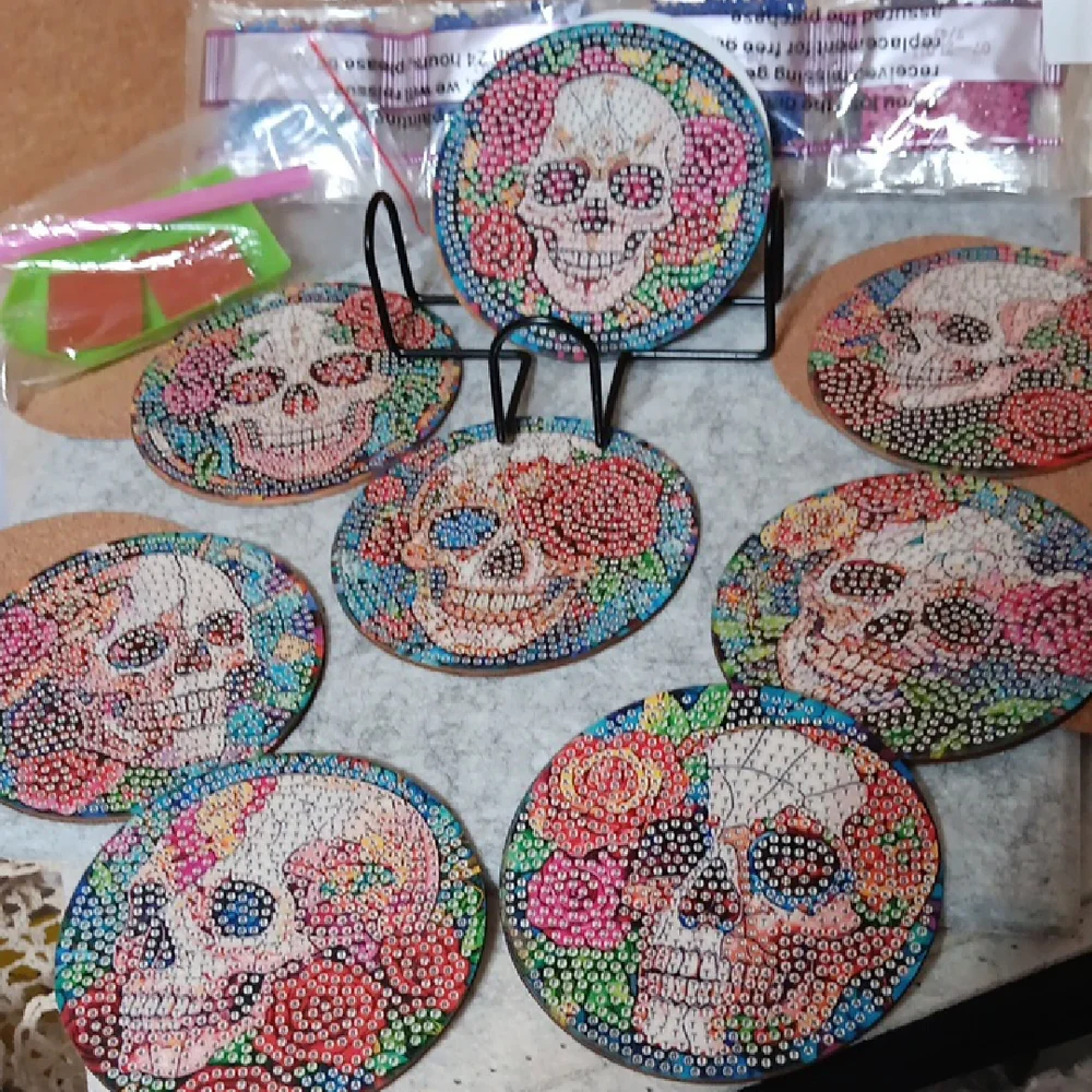 Colorful Skull Coasters Set